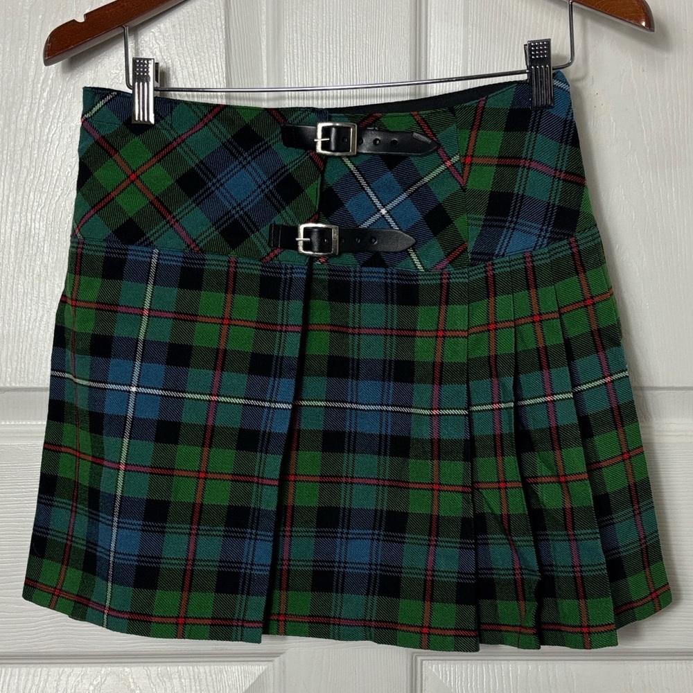 Mini plaid Scottish tartan wool blend kilt skirt size 30 private school girl